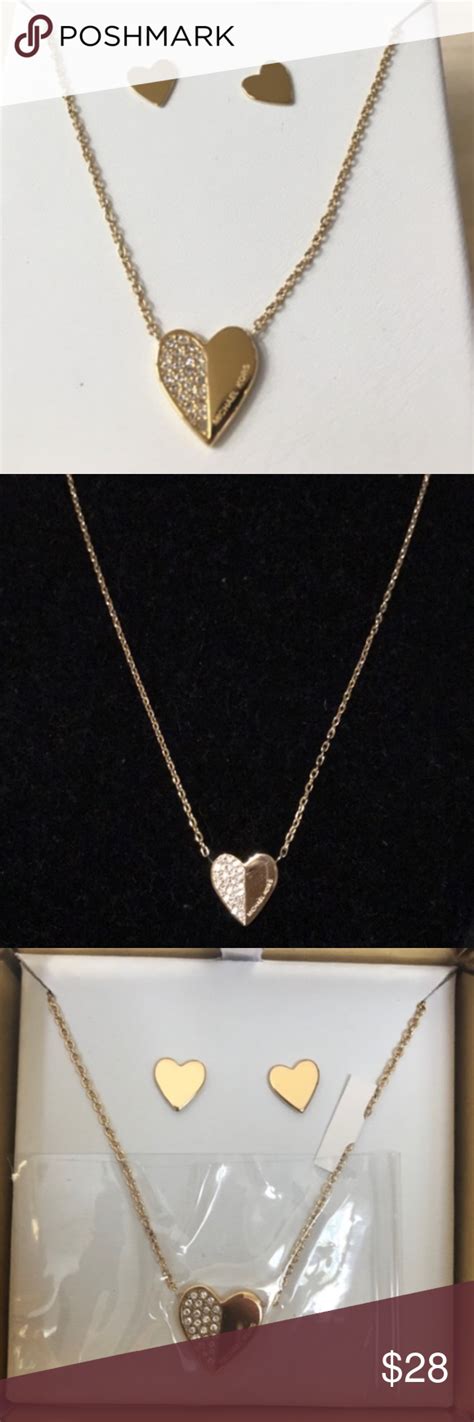 michael kors heart necklace and earring set|Michael Kors necklaces on sale.